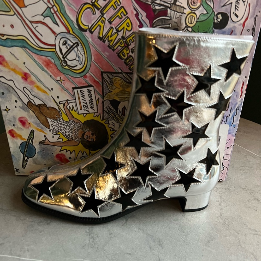 Jeffrey Campbell Silver Star Appliqué Ankle Boots - Picture 3 of 6